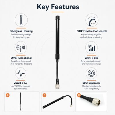CS Tactical Antenna 433-510MHz Antena de alto ganho para rádio bidirecional para UV-K5 UV-K58 UV-K6 e outros rádios bidirecionais portáteis