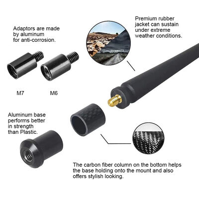 Ứng dụng ăng-ten vô tuyến xe tải cao su CB tối ưu hóa với dải tần số 7-50MHz 5dBi Gain ăng-ten xe hơi cao cấp