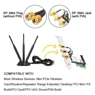 2.4G 5.8G Băng tần kép Omni Độ lợi cao Ăng-ten WiFi, Ăng-ten Omni 8dBi cho Bộ định tuyến WiFi và Card mạng không dây